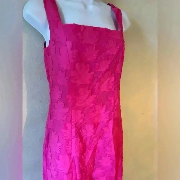 BOSS Hugo Boss DITEVA SLEEVELESS COTTON BLEND SHEATH DRESS IN FLAMINGO - Picture 2 of 8